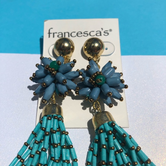 🦄 3/$25 Turquoise Tassel Beaded Earrings - Picture 5 of 5